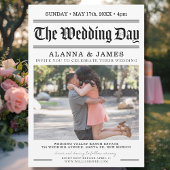Invitation Vintage Newspaper Headline Black and White Wedding