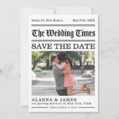 Invitation Vintage Newspaper Photo Headline Save the Date (Devant)