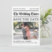 Invitation Vintage Newspaper Photo Save the Date (Debout devant)