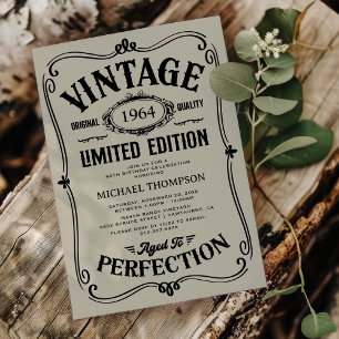 Invitation Vintage N'Importe Quel Âge Adulte Anniversaire