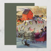 Invitation Vintage Noël, Amour et Romance Sleigh Ride (Devant / Derrière)