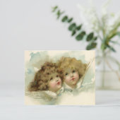 Invitation vintage Noël, anges victoriens (Debout devant)