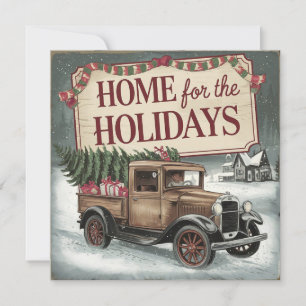 Invitation Vintage Noël Camion Maison de vacances