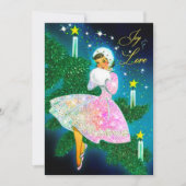 Invitation Vintage Noël chandelle fille iridescente parties s (Devant)