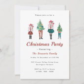 Invitation Vintage Noël Famille Aquarelle Fête de Vacances (Devant)