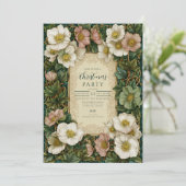 Invitation Vintage Noël Floral (Debout devant)