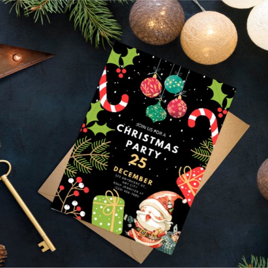 Invitation Vintage Noël Invitation, Soirée de Noël