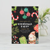 Invitation Vintage Noël Invitation, Soirée de Noël (Debout devant)