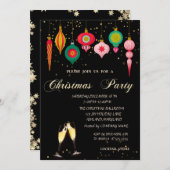 Invitation Vintage Noël Ornements Entreprise Noël (Devant / Derrière)