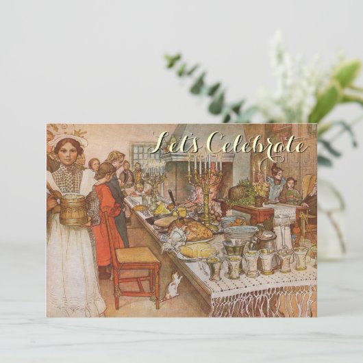 Invitation Vintage Noël Party Carl Larsson (Debout devant)