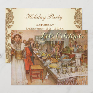 Invitation Vintage Noël Party Carl Larsson