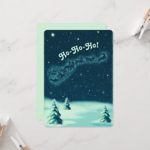 Invitation Vintage Noël Père Noël Sleigh Winter
