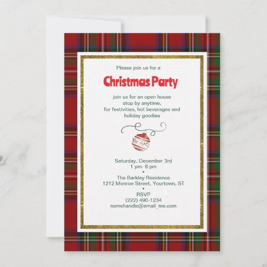 Invitation Vintage Noël Tartan Plaid (Devant)