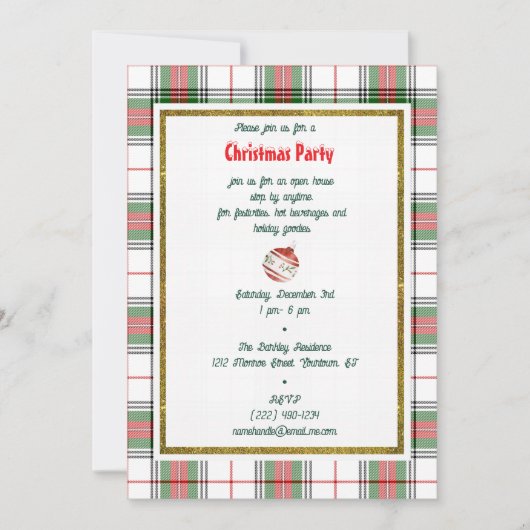 Invitation Vintage Noël Tartan Plaid (Devant)