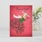 Invitation Vintage Noël verte parties scintillant foulard fil (Debout devant)