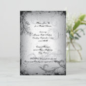 Invitation Vintage noir gris feuillet douche nuptiale (Debout devant)