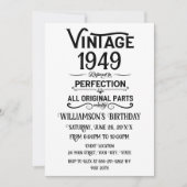 Invitation Vintage noir personnalisé 75e anniversaire (Devant)