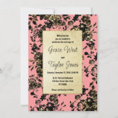 Invitation Vintage noir rose rose rose Mariage (Devant)