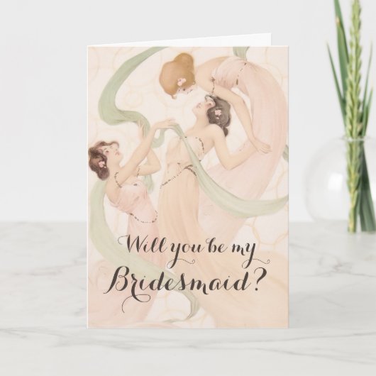 Invitation Vintage Nouveau Will You Be My Bridesmaid (Devant)