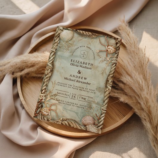 Invitation Vintage Ocean Depths Nautical Wedding