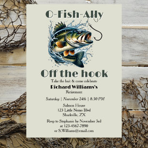 Invitation Vintage OFishAlly Retraité Gros Poisson Au Crochet