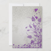 Invitation Vintage Oiseaux pourpres Coeurs Mariage invite (Dos)