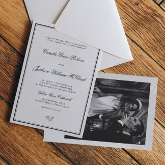 Invitation Vintage Old Money Black and White Wedding