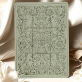 Invitation Vintage Olive Green Ornat Mariage défilement