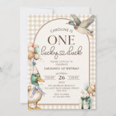 Invitation Vintage One Lucky Duck Balloon 1er anniversaire (Devant)