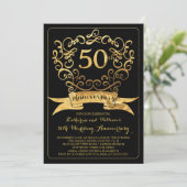 Invitation vintage or pour un 50e anniversaire de  (Debout devant)