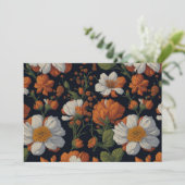 Invitation Vintage Orange blanc élégant fleurs rétro (Debout devant)