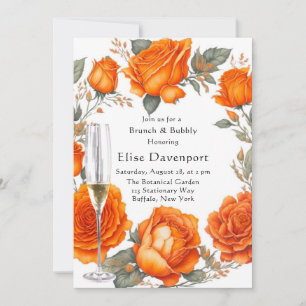 Invitation Vintage Orange Peonies Brunch & Bubbly