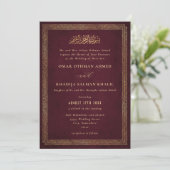 Invitation Vintage Ornate Gold Burgundy Islamic Wedding (Debout devant)