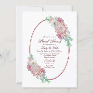 Invitation Vintage Oval Frame Rose Floral Bridal Brunch