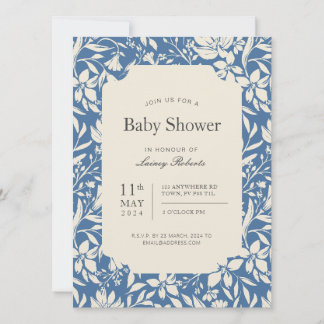 Invitation Vintage Painterly Floral (Bleu Artistique et Beige