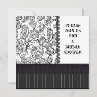 Invitation Vintage Paisley Hatbox noir et blanc