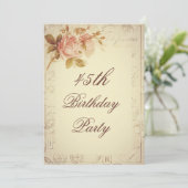 Invitation Vintage Paris Postmarks Chic Roses 45e anniversair (Debout devant)