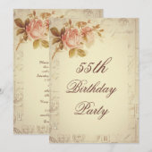 Invitation Vintage Paris Postmarks Chic Roses 55e anniversair (Devant / Derrière)