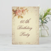 Invitation Vintage Paris Postmarks Chic Roses 60e anniversair (Debout devant)