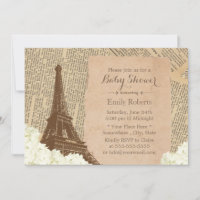 Vintage Paris Tour Eiffel Baby shower fleuri