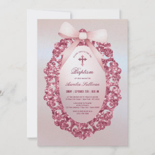 Invitation Vintage Parties scintillant Cadre Bow rose Faux Fo