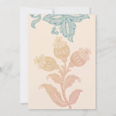 Invitation Vintage Pastel Floral Pêche Mariage vert (Dos)