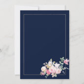 Invitation Vintage pastel flowers gold navy blue Wedding (Dos)