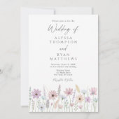 Invitation Vintage Pastel Wildflower Meadow Wedding (Devant)