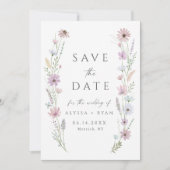 Invitation Vintage Pastel Wildflower Wedding Save the Date (Devant)