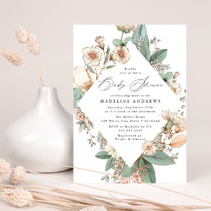 Invitation Vintage Pays Baby shower Floral