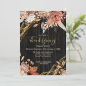 Invitation Vintage Pays Bois Floral Thanksgiving Dîner (Debout devant)