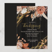 Invitation Vintage Pays Bois Floral Thanksgiving Dîner (Devant / Derrière)