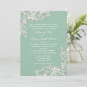 Invitation Vintage Pays Floral Mint Green (Debout devant)