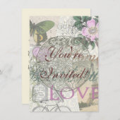 Invitation Vintage Peace Home Belle Amour (Devant / Derrière)